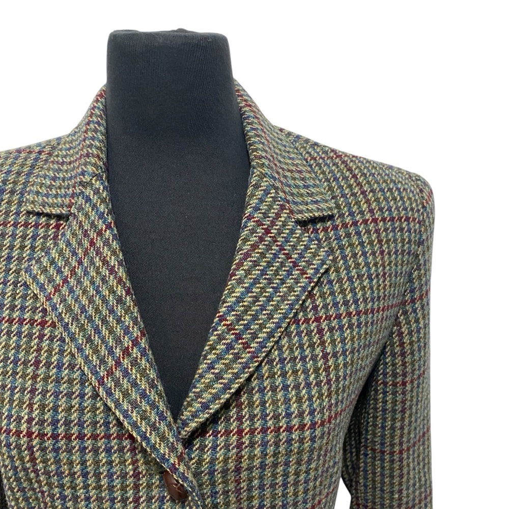 Liz Claiborne Sport Multicolor Houndstooth Wool Blazer - Like New - Size 4P